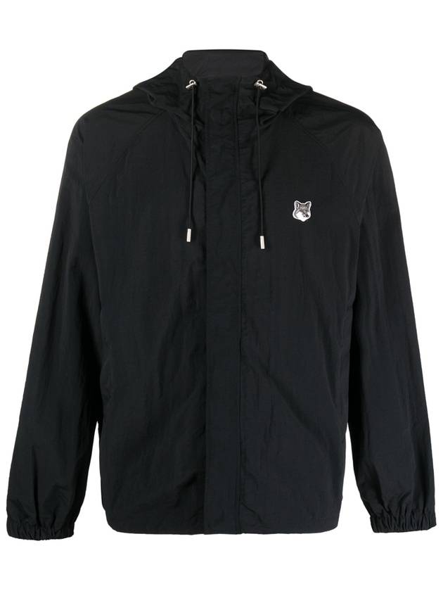 Hoodie Windbreaker in Nylon with Grey Fox Head Patch Black - MAISON KITSUNE - BALAAN 2