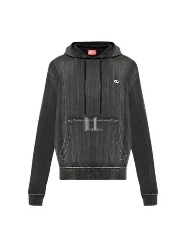 Logo Patch Drawstring Hoodie Black - DIESEL - BALAAN 2