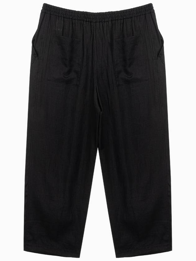 Pintuck Black Women's Linen Wide Pants DB3001CAYO 900 - RVR LARDINI - BALAAN 3