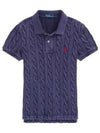 Slim Fit Cable Knit Polo Shirt Navy - POLO RALPH LAUREN - BALAAN 2