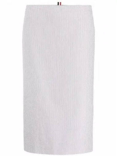 Women's Seersucker Lowride Mid Calf Pencil Skirt Medium Grey - THOM BROWNE - BALAAN 1