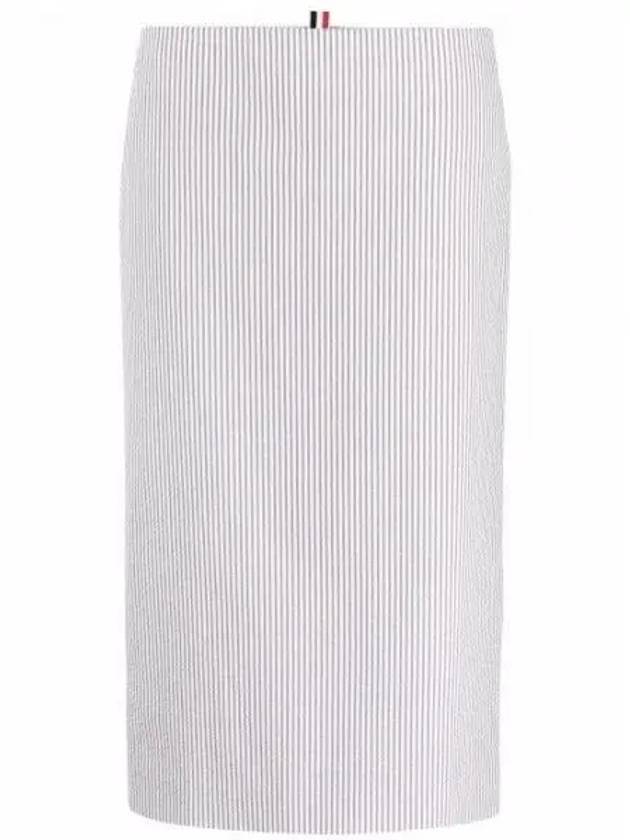 Women's Seersucker Lowride Mid Calf Pencil Skirt Medium Grey - THOM BROWNE - BALAAN 1