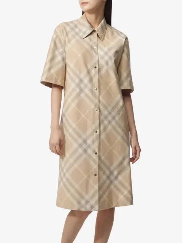 Check Cotton Midi Dress Beige - BURBERRY - BALAAN 2