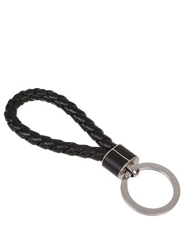 Intrecciato Leather Key Holder  Black - BOTTEGA VENETA - BALAAN 3