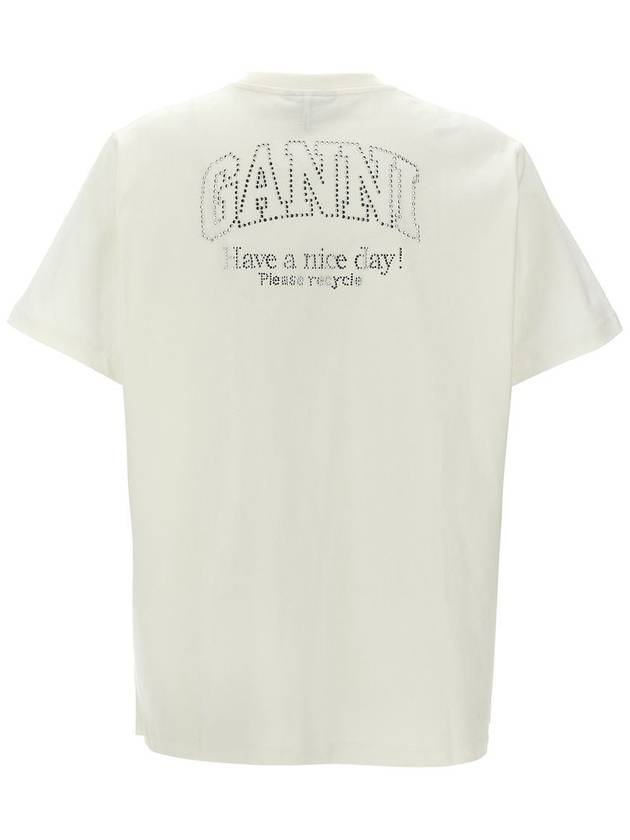 Logo Cotton Short Sleeve T-Shirt White - GANNI - BALAAN 3