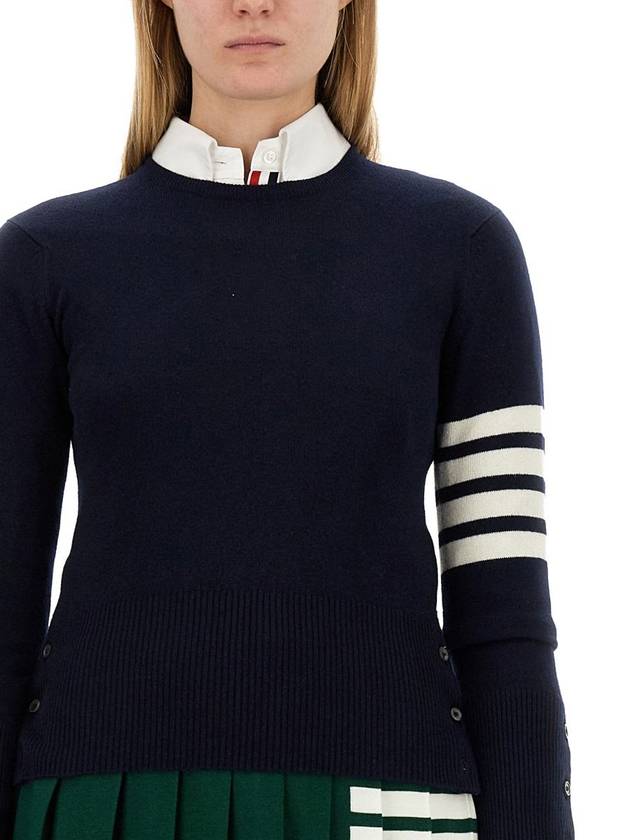 Women's 4 Bar Classic Cashmere Pullover Knit Top Navy - THOM BROWNE - BALAAN 5