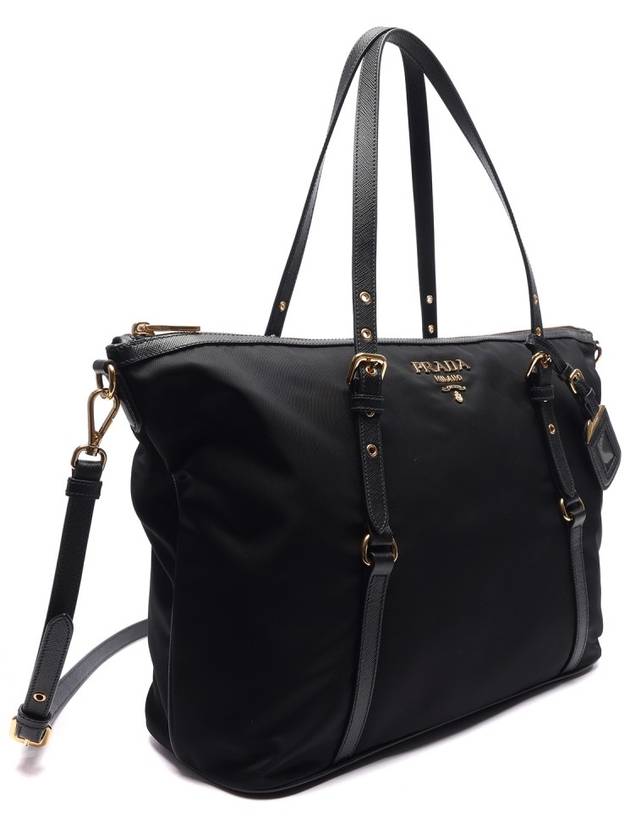 Gold Hardware Milan Logo Tote Bag Black - PRADA - BALAAN 4