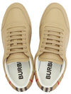 Men's Checked Cotton Leather Low Top Sneakers Beige - BURBERRY - BALAAN 3