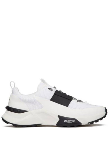 True Act Mesh Runner Low Top Sneakers White Black - VALENTINO - BALAAN 1