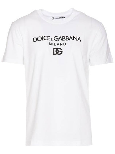 Men's Embroidered Logo Short Sleeve T-Shirt White - DOLCE&GABBANA - BALAAN 2