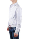 Drawstring Striped Shirt Jacket Light Blue - THOM BROWNE - BALAAN 5