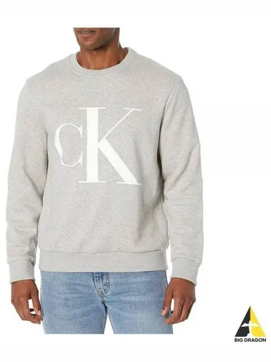 Monogram Crewneck Fleece Sweatshirt Grey - CALVIN KLEIN - BALAAN 2