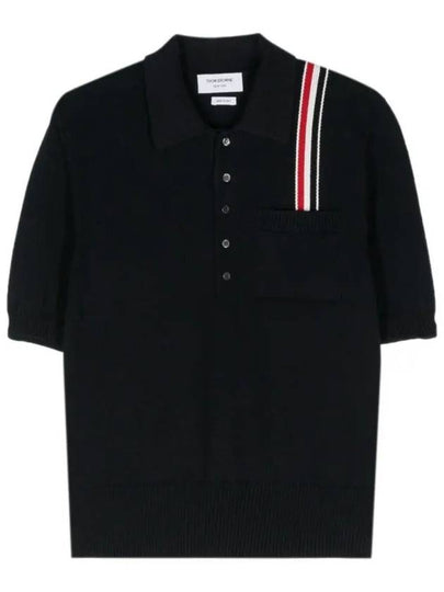 RWB Stripe Polo Shirt Blue - THOM BROWNE - BALAAN 2