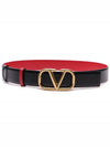 V Logo Signature Reversible Leather Belt Black Red - VALENTINO - BALAAN 5