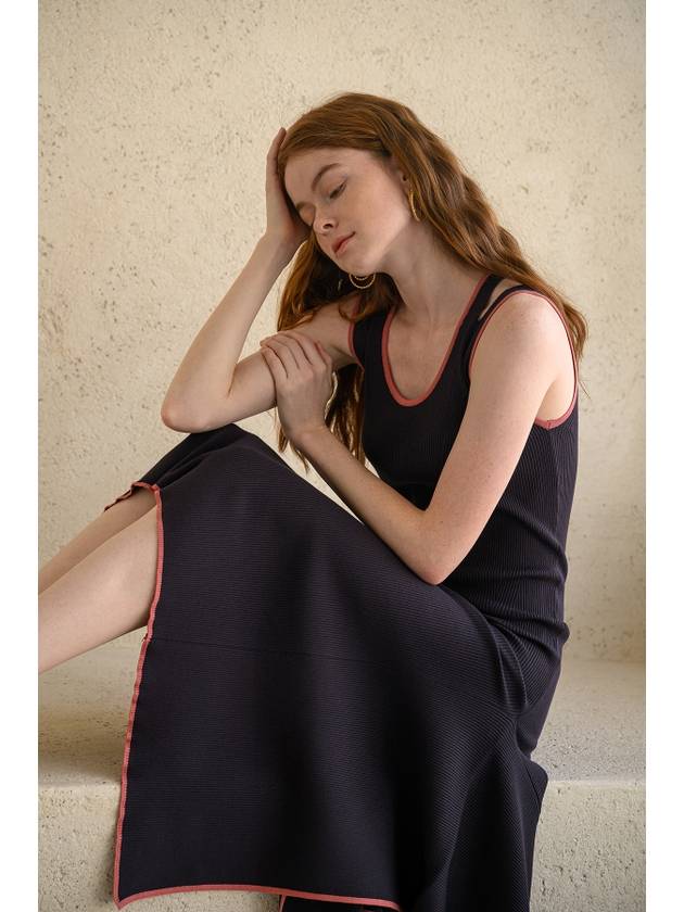Caisienne slim fit sleeveless slit unbalanced knit dress_black - CAHIERS - BALAAN 6