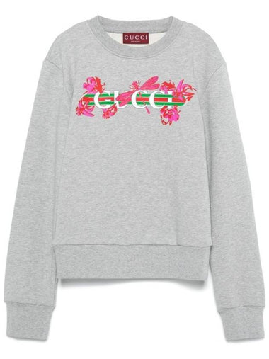 Print Cotton Jersey Sweatshirt Grey - GUCCI - BALAAN 1