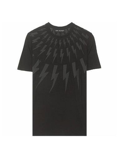 Multi Thunder Men's Short Sleeve T-Shirt Black - NEIL BARRETT - BALAAN 1