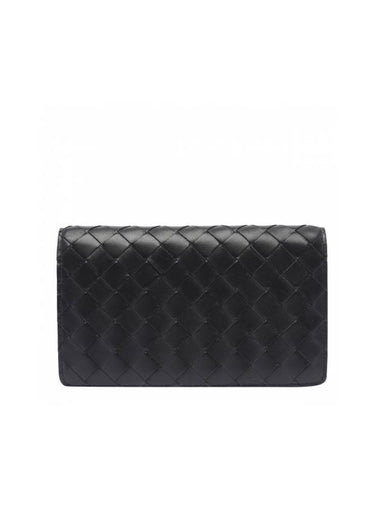 Intrecciato Leather Half Wallet Black - BOTTEGA VENETA - BALAAN 1