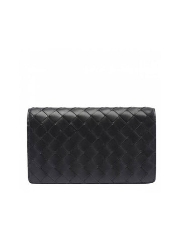 Intrecciato Leather Half Wallet Black - BOTTEGA VENETA - BALAAN 1