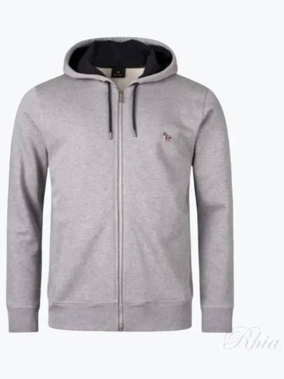 Zebra Logo Cotton Zip Up Hoodie Grey - PAUL SMITH - BALAAN 2