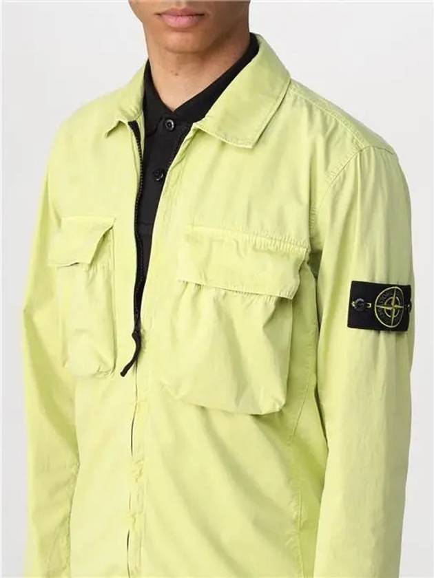 Front Pocket Wappen Patch Overshirt Zip-Up Jacket Lemon - STONE ISLAND - BALAAN 7