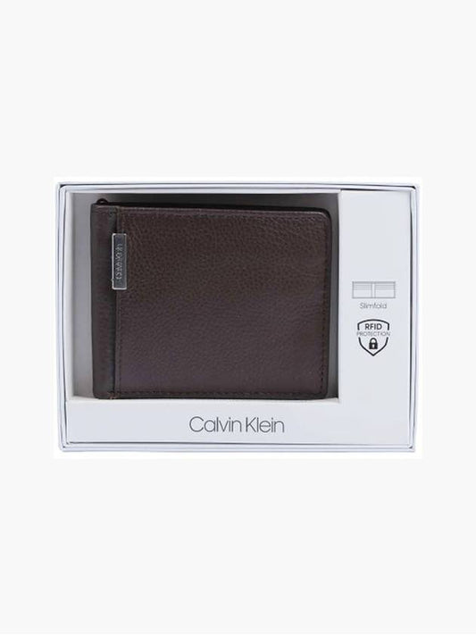 Men's Plate Leather Bifold Wallet - CALVIN KLEIN - BALAAN 1