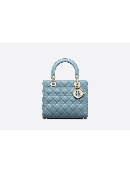 Lady Cannage Lambskin Medium Tote Bag Horizon Blue - DIOR - BALAAN 1