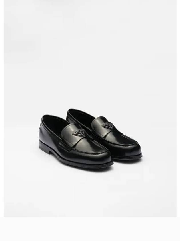 Brushed Leather Loafers Black - PRADA - BALAAN 2