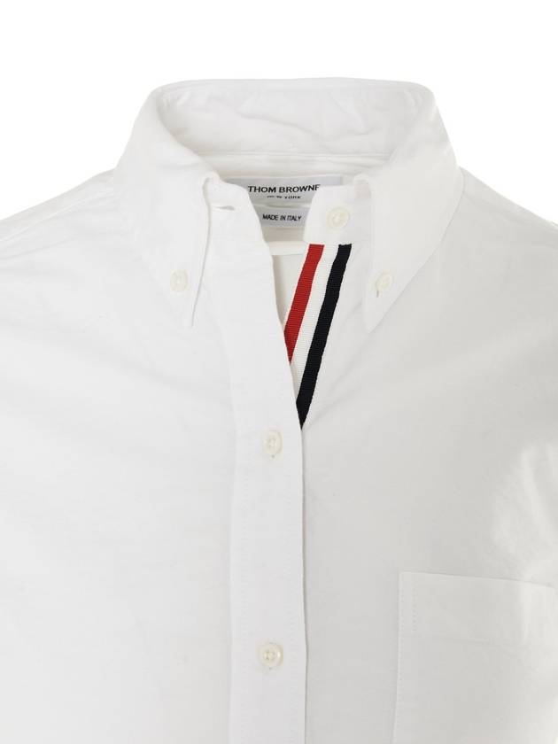 Women's Hidden Three Stripes Oxford Classic Shirt White - THOM BROWNE - BALAAN 4