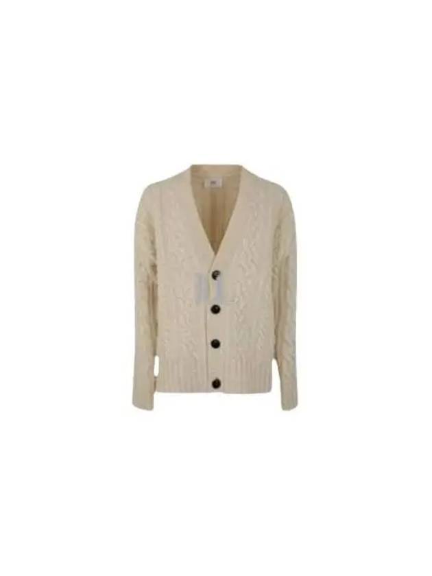 cable V-neck knit cardigan cream - AMI - BALAAN 2