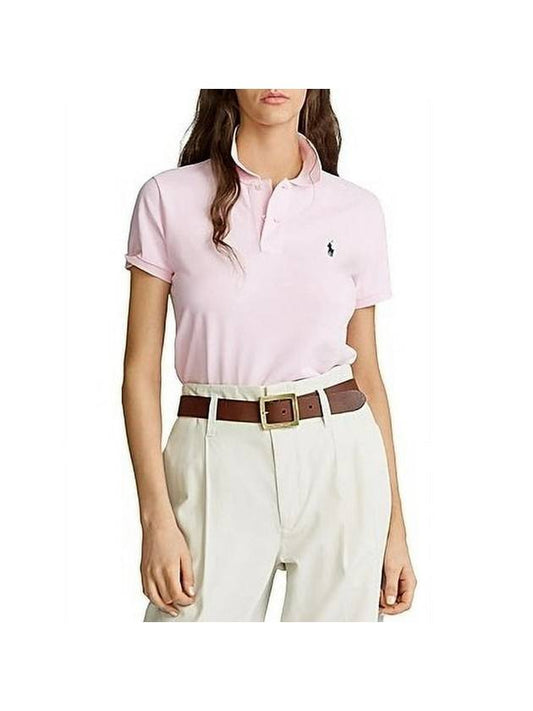 Pony Logo Embroidery Stretch Short Sleeve Cotton Polo Shirt Light Pink - POLO RALPH LAUREN - BALAAN 1