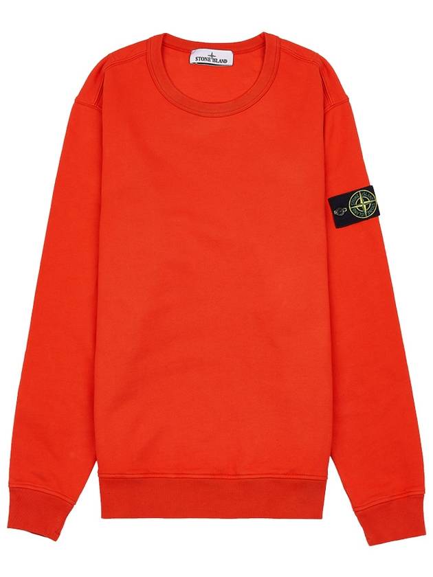 Brushed Cotton Fleece Garment Dyed Crewneck Sweatshirt Lobster Red - STONE ISLAND - BALAAN 2