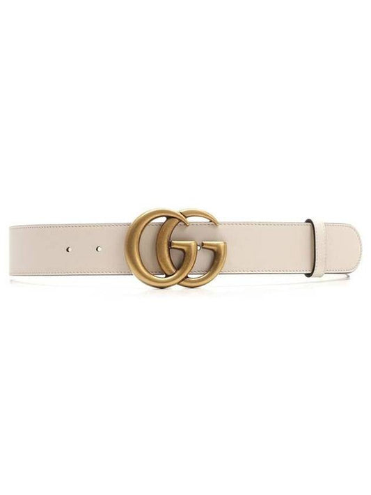 GG Marmont Buckle Leather Belt White - GUCCI - BALAAN 1