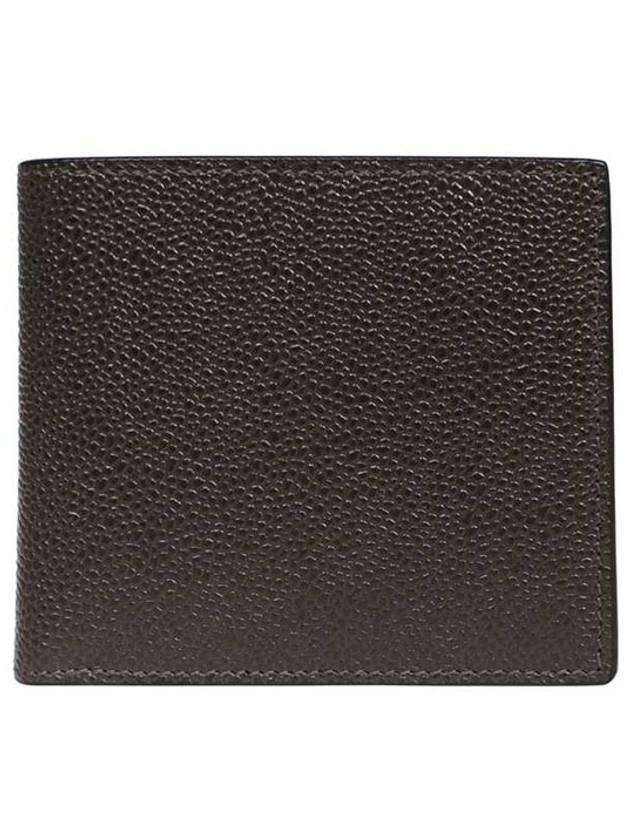 Pebble Grain Leather Half Wallet Dark Brown - THOM BROWNE - BALAAN 2