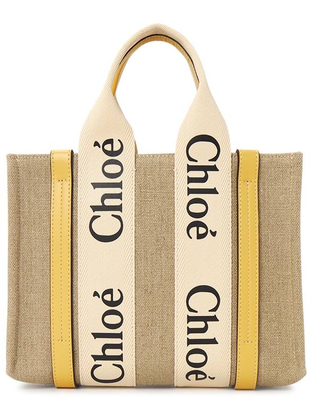 Woody Small Canvas Tote Bag Yellow Beige - CHLOE - BALAAN 4