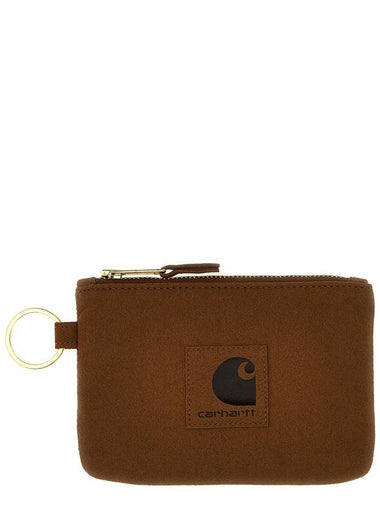 Logo Patch Suede Zipper Half Wallet Brown - CARHARTT WIP - BALAAN 1