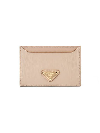 Vitello Triangle Logo Card Wallet Powder Pink - PRADA - BALAAN 1