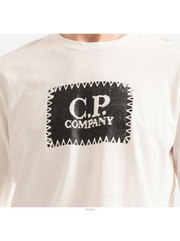 Men's Embroidery Logo Print Long Sleeve T-Shirt White - CP COMPANY - BALAAN 6