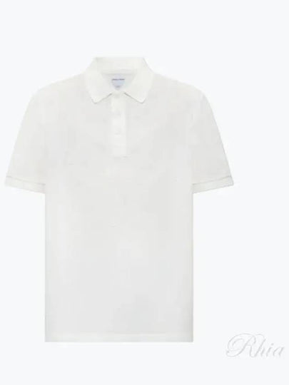 Men's Cotton Piquet Jersey Short Sleeve Polo Shirt White - BOTTEGA VENETA - BALAAN 2