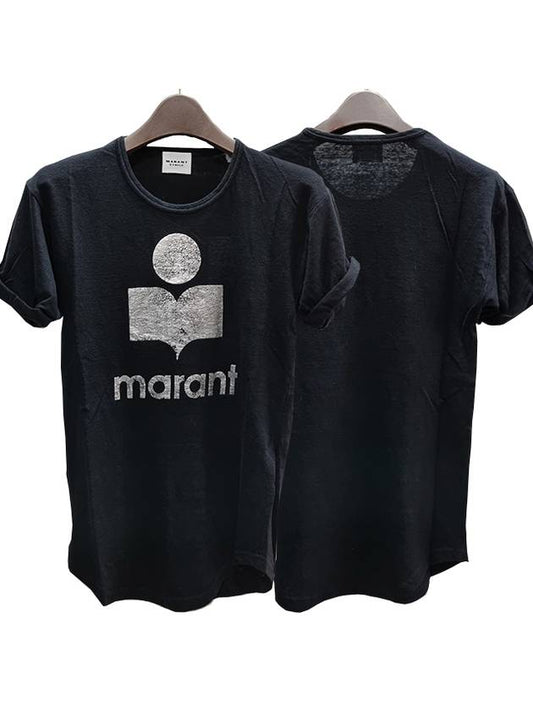 Koldi Linen Short Sleeve T-Shirt Black - ISABEL MARANT ETOILE - BALAAN 2