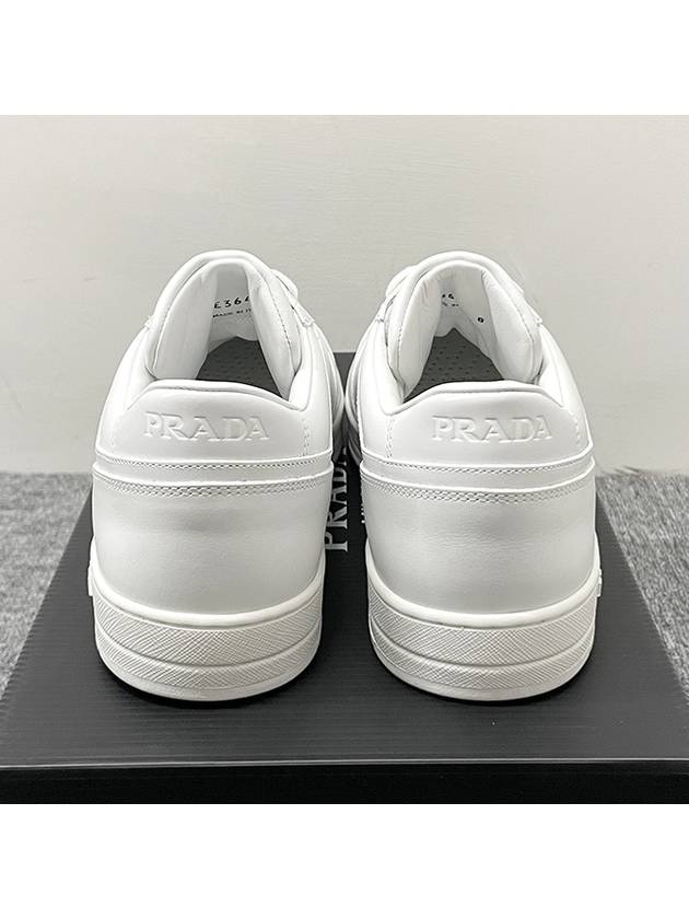 Downtown Triagle Logo Leather Low Top Sneakers White - PRADA - BALAAN 6