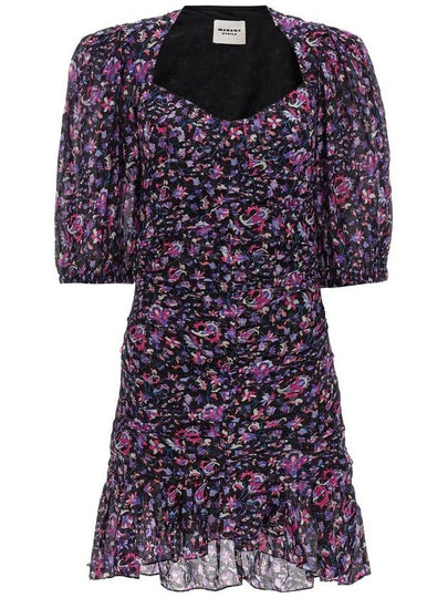 Printed Cotton Short Dress Black - ISABEL MARANT ETOILE - BALAAN 2