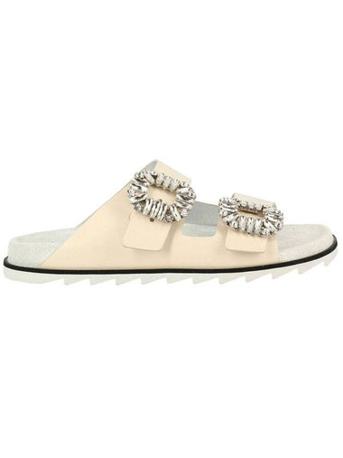 Silver Buckle Slippers Beige - ROGER VIVIER - BALAAN 1