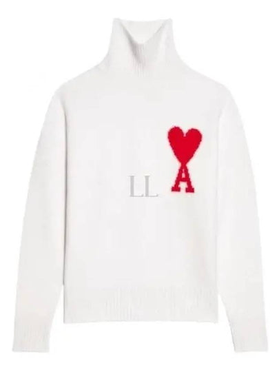 Heart Logo Knit Turtleneck White - AMI - BALAAN 2