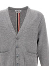 Brushed Effect Virgin Wool Cardigan Grey - THOM BROWNE - BALAAN 5