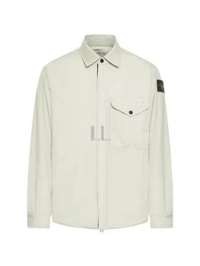 Logo Patch Zip Up Jacket Beige - STONE ISLAND - BALAAN 2