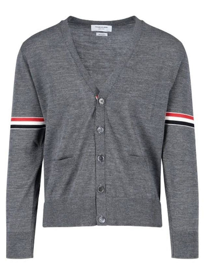 Stripe Armband Merino Wool Cardigan Grey - THOM BROWNE - BALAAN 2