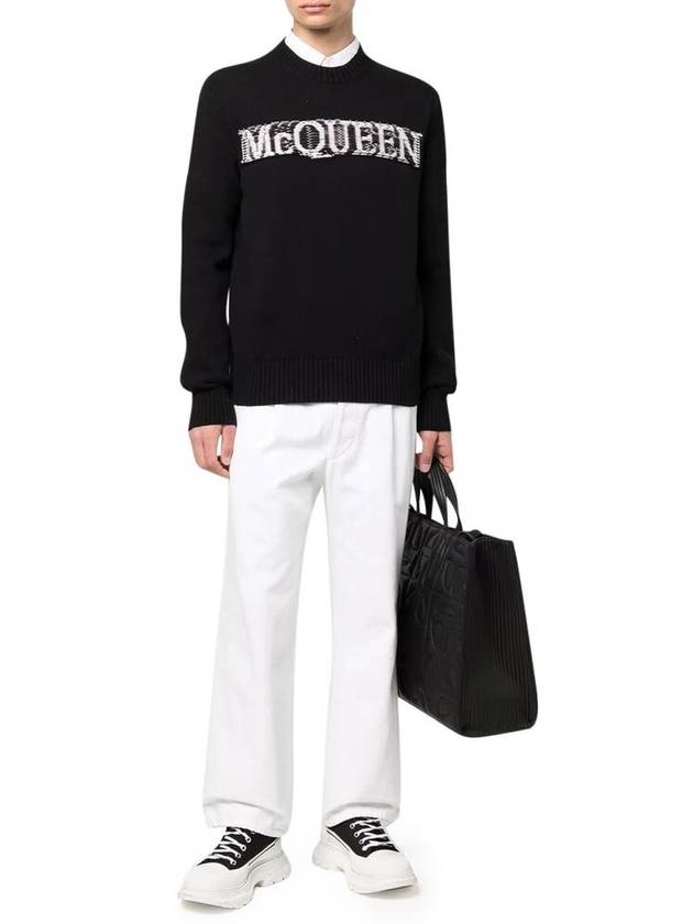 Logo Intrasia Knit Top Black - ALEXANDER MCQUEEN - BALAAN.