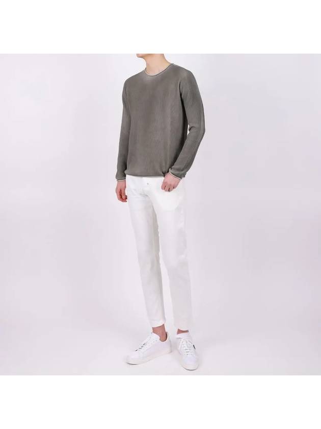 Semi-over fit khaki washed long sleeve knit tee NIT115 - IKALOOOK - BALAAN 4