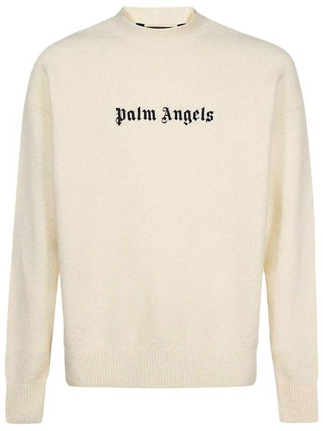 Embroidered Logo Knit Top Ivory - PALM ANGELS - BALAAN 2